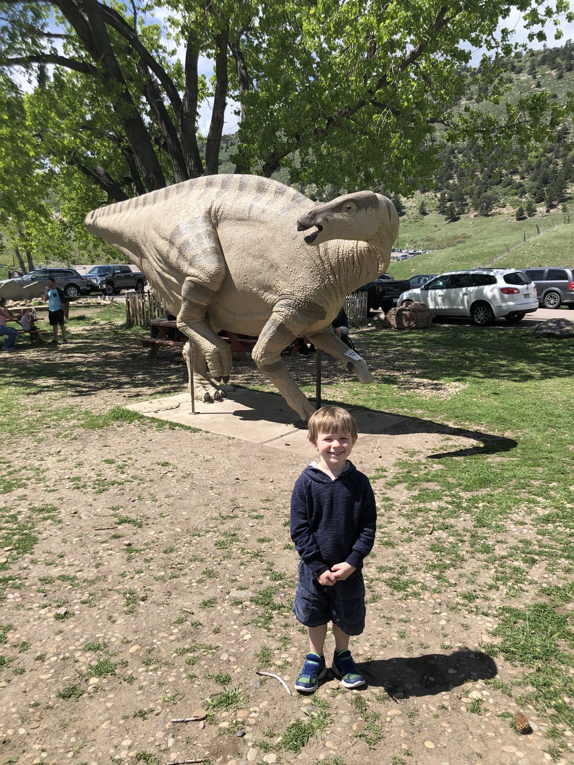 little boy at Dinosaur Ridge during Spring Break in Denver